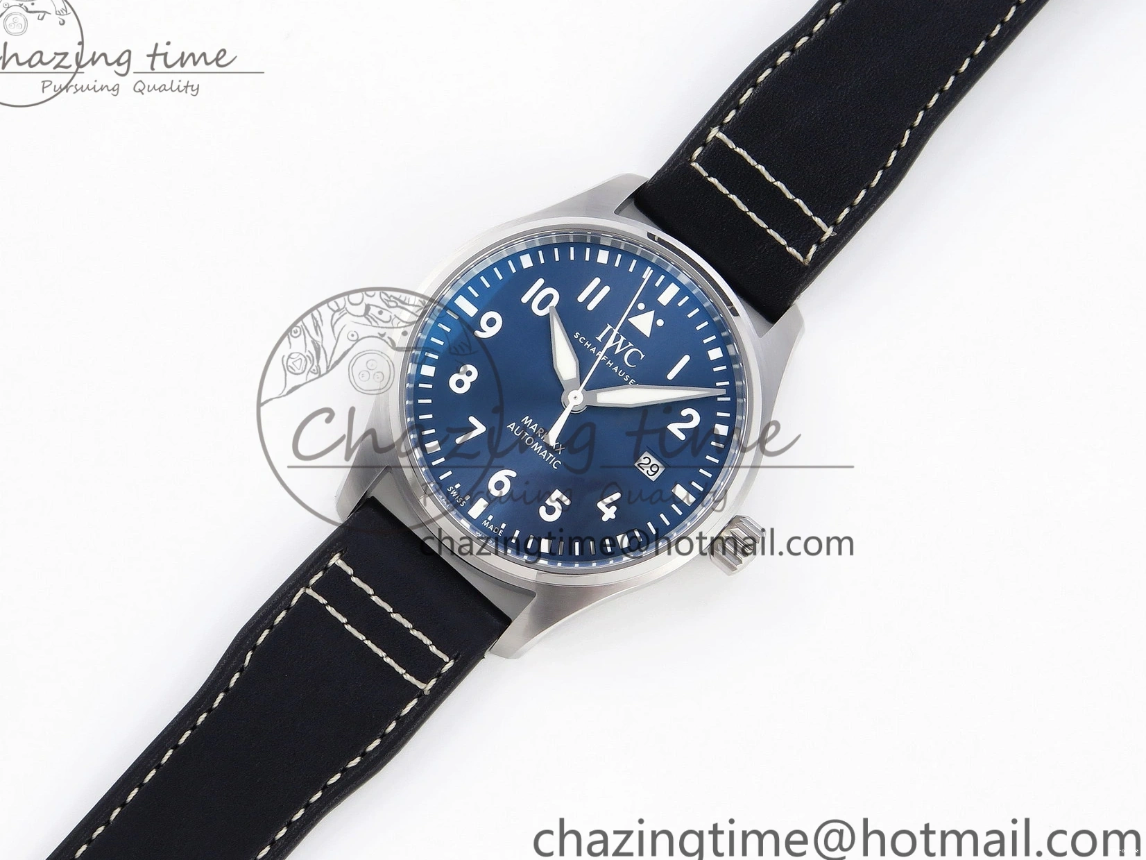 MIROTIME 0226 Pilot Mark XX IW328203 ZF 1:1 Best Edition Blue Dial on Dark Blue Leather Strap A Snug 7024